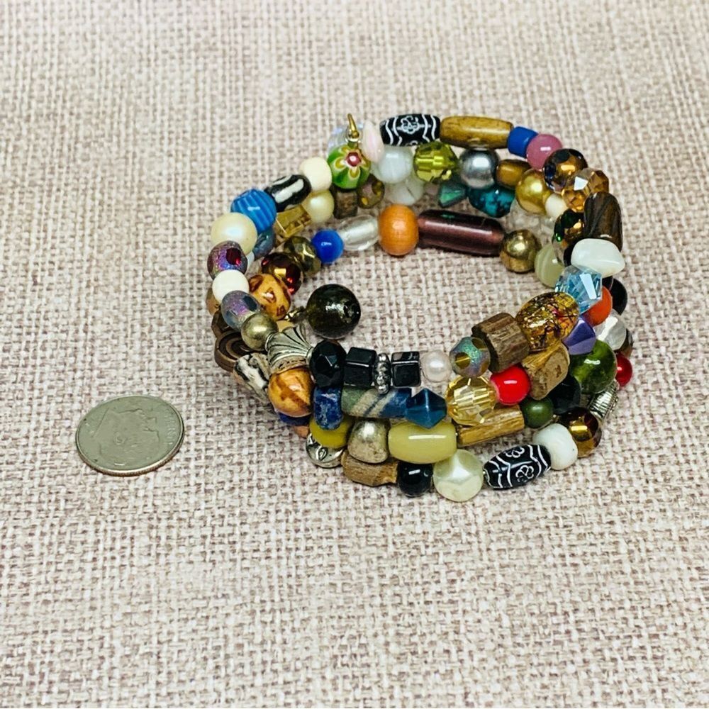 Multi Bead Memory Coil Bracelet - Picture 2 of 2